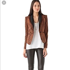 BCBGMAXAZRIA bcbg brown tuxedo wood blazer jacket